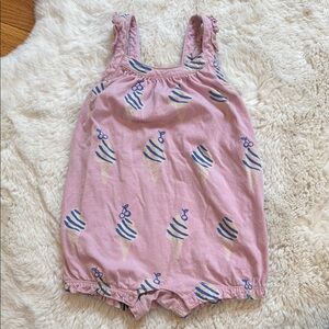 Pink Ice Cream Print Baby Romper